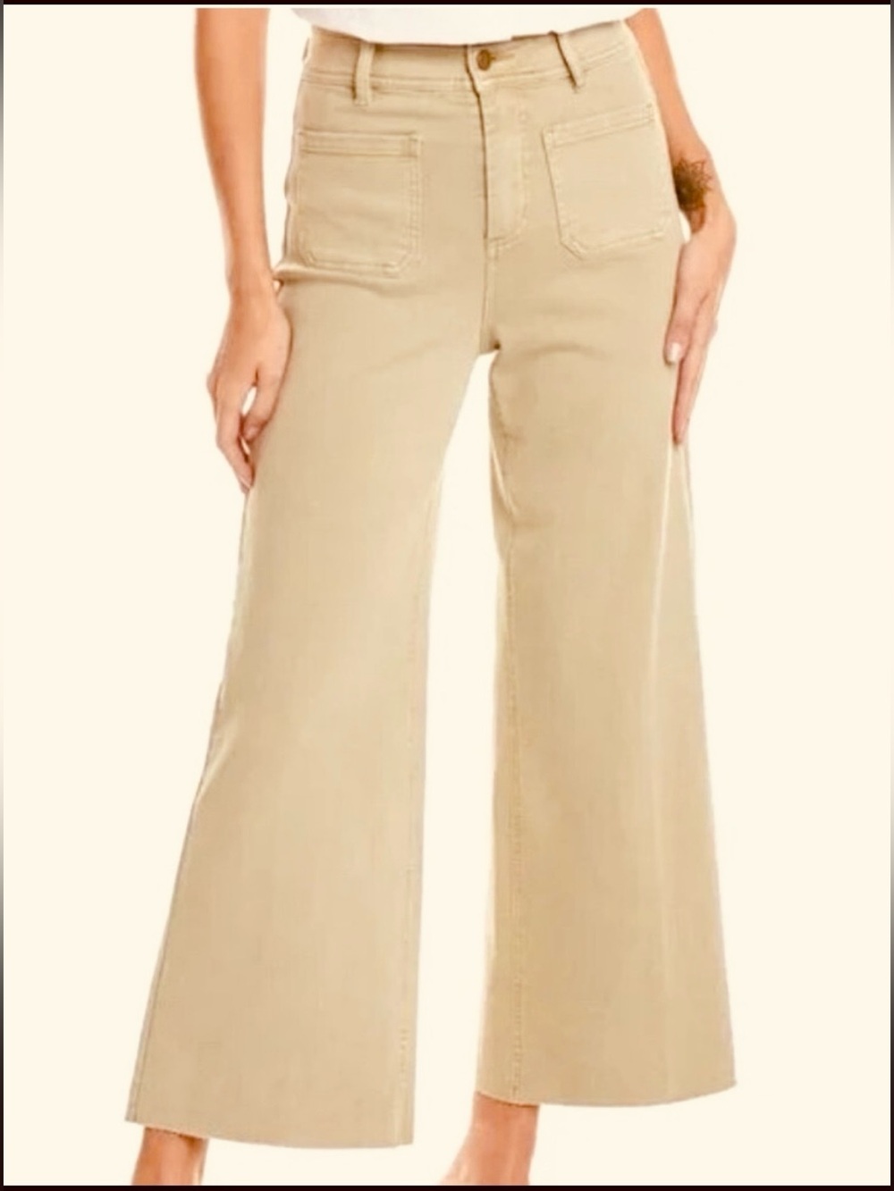 Oat New York Wide Leg High Rise Patch Pockets Jeans